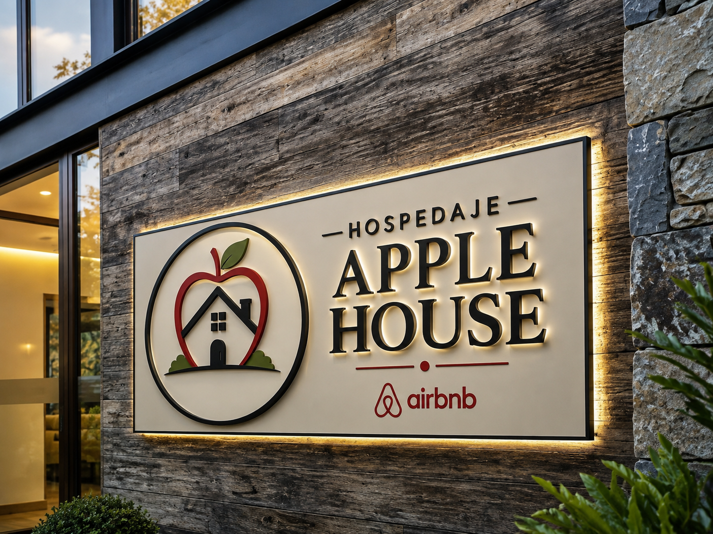 Letrero Hospedaje Apple House
